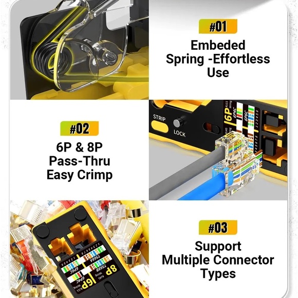 RJ45 Network Crimper 3 in 1 Crimp CAT8/7/6A/6/5E - Picture 6 of 13